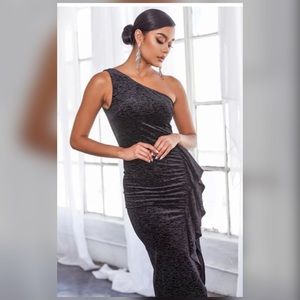Abyss By Abyss - Black/Silver Velvety Dress